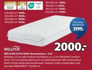 JYSK WELLPUR KVITA GF85 skummadrass - hvit tilbud