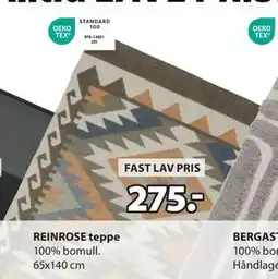 JYSK REINROSE teppe, NOK 275 tilbud