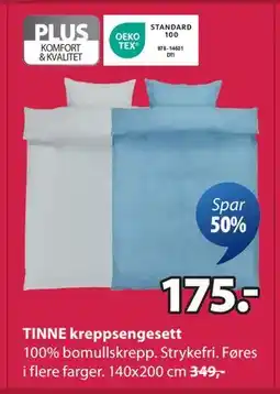 JYSK TINNE kreppsengesett, NOK 175 tilbud