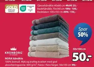 JYSK NORA håndkle, NOK 50 tilbud