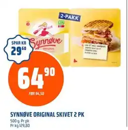 Coop Obs SYNNØVE ORIGINAL SKIVET 2 PK, NOK 64.9 tilbud