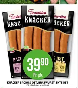 Kiwi KNÄCKER BACON & OST, BRATWURST, EKTE OST, NOK 39.9 tilbud