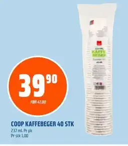 Coop Obs COOP KAFFEBEGER 40 STK, NOK 39.9 tilbud