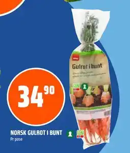 Coop Obs NORSK GULROT I BUNT, NOK 34.9 tilbud