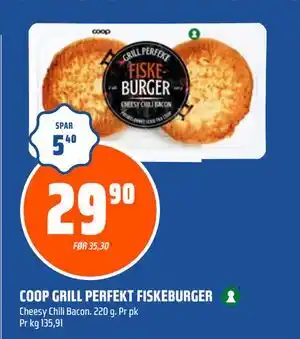 Coop Obs COOP GRILL PERFEKT FISKEBURGER, NOK 29.9 tilbud