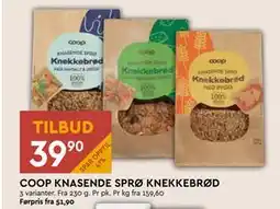 Coop Mega COOP KNASENDE SPRØ KNEKKEBRØD, NOK 39.9 tilbud