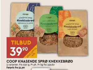 Coop Mega COOP KNASENDE SPRØ KNEKKEBRØD, NOK 39.9 tilbud