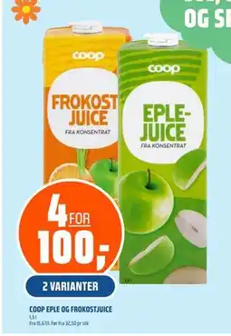 Coop Obs COOP EPLE OG FROKOSTJUICE, NOK 100 tilbud