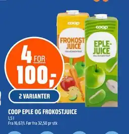 Coop Obs COOP EPLE OG FROKOSTJUICE, NOK 100 tilbud