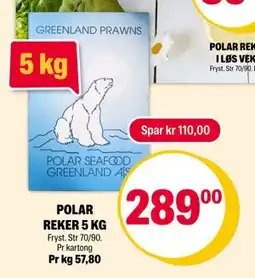 Coop Extra POLAR REKER 5 KG, NOK 289 tilbud