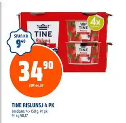 Coop Obs TINE RISLUNSJ 4 PK, NOK 34.9 tilbud