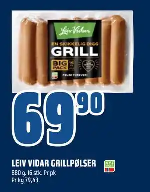 Coop Obs LEIV VIDAR GRILLPØLSER, NOK 69.9 tilbud