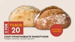Coop Mega COOP STEINOVNSBAKTE RUNDSTYKKER, NOK 20 tilbud