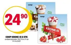 Coop Extra COOP KRONE-IS 6 STK, NOK 24.9 tilbud