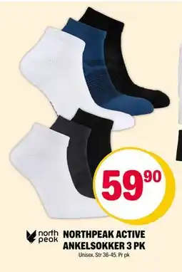 Coop Extra NORTHPEAK ACTIVE ANKELSOKKER 3 PK, NOK 59.9 tilbud