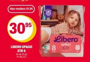 Coop Extra LIBERO UP&GO STR 8, NOK 61.9, Medlemspris tilbud