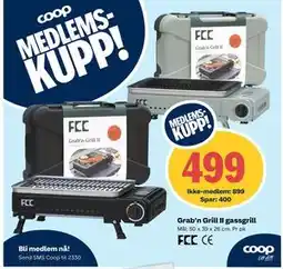 Coop Extra Grab’n Grill II gassgrill, NOK 899, Medlemspris tilbud