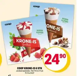 Coop Extra COOP KRONE-IS 6 STK, NOK 24.9 tilbud