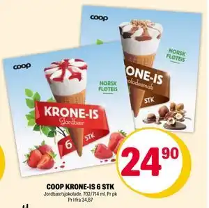 Coop Extra COOP KRONE-IS 6 STK, NOK 24.9 tilbud