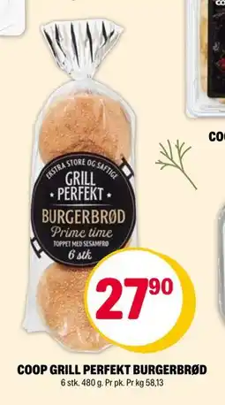 Coop Extra COOP GRILL PERFEKT BURGERBRØD, NOK 27.9 tilbud