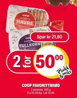 Coop Extra COOP FAVORITTBRØD, NOK 50 tilbud
