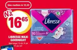Coop Extra LIBRESSE MAXI GOODNIGHT, NOK 33.3, Medlemspris tilbud