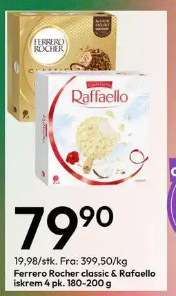 Gigaboks Ferrero Rocher classic & Rafaello iskrem 4 pk. 180-200 g., NOK 79.9 tilbud