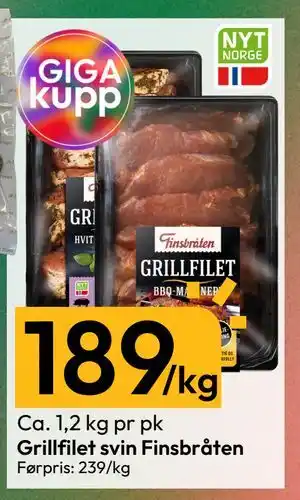 Gigaboks Grillfilet svin Finsbråten, NOK 189 tilbud