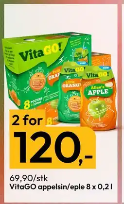 Gigaboks VitaGO appelsin/eple 8 x 0,2 l., NOK 120 tilbud