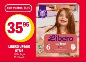 Coop Extra LIBERO UP&GO STR 6, NOK 71.9, Medlemspris tilbud