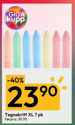 Gigaboks Tegnekritt XL 7 pk, NOK 23.9 tilbud