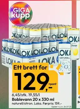 Gigaboks Boblevann 20 x 330 ml, NOK 129 tilbud