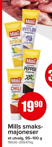 Spar Mills smaksmajoneser, NOK 19.9 tilbud