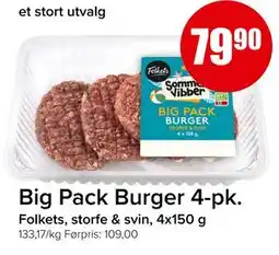 Spar Big Pack Burger 4-pk, NOK 79.9 tilbud