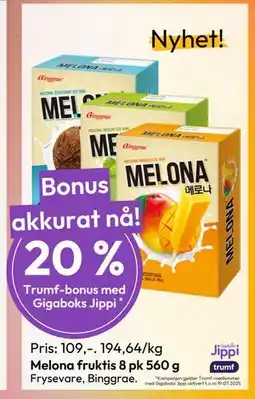 Gigaboks Melona fruktis 8 pk 560 g, NOK 109 tilbud