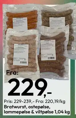 Gigaboks Bratwurst, ostepølse, lammepølse & viltpølse 1,04 kg tilbud