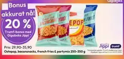 Gigaboks Ostepop, baconsnacks, french fries & partymix 250-350 g tilbud