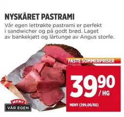 Meny NYSKÅRET PASTRAMI, NOK 39.9 tilbud