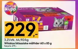 Gigaboks Whiskas kklassiske måltider 60 x 85 g, NOK 229 tilbud