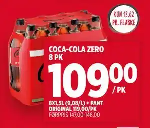 Meny COCA-COLA ZERO 8 PK, NOK 109 tilbud
