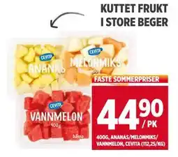 Meny KUTTET FRUKT I STORE BEGER, NOK 44.9 tilbud