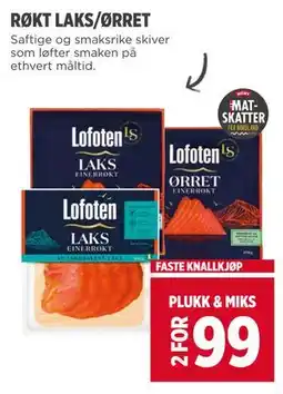 Meny RØKT LAKS/ØRRET, NOK 99 tilbud