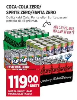 Meny COCA-COLA ZERO/ SPRITE ZERO/FANTA ZERO, NOK 119 tilbud