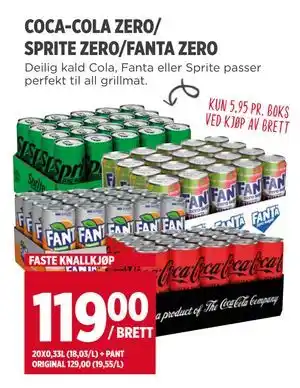 Meny COCA-COLA ZERO/ SPRITE ZERO/FANTA ZERO, NOK 119 tilbud