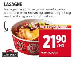 Meny LASAGNE, NOK 21.9 tilbud