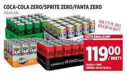 Meny COCA-COLA ZERO/SPRITE ZERO/FANTA ZERO, NOK 119 tilbud