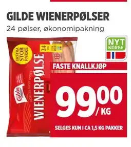 Meny GILDE WIENERPØLSER, NOK 99 tilbud