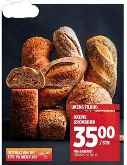Meny UKENS GROVBRØD, NOK 35 tilbud