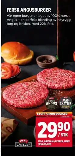 Meny FERSK ANGUSBURGER, NOK 29.9 tilbud