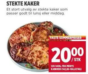 Meny STEKTE KAKER, NOK 20 tilbud